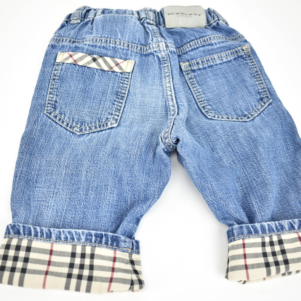 BURBERRY Blue Denim & "Nova Check" Pants - Picture 3 of 8